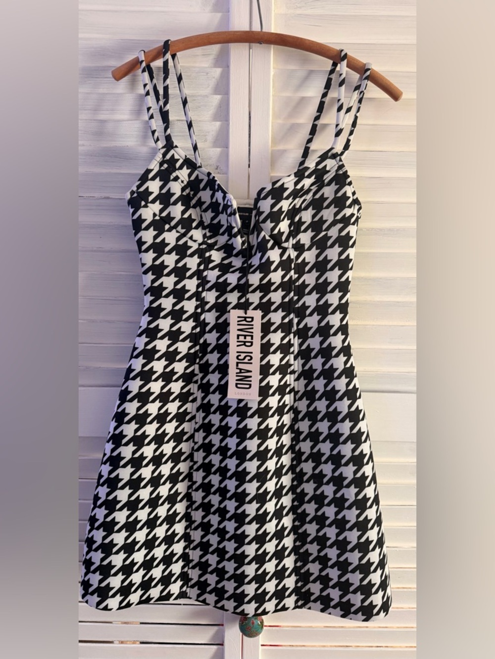 River Island Black & White Houndstooth Mini Dress